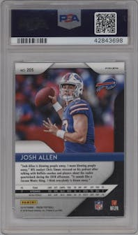 Josh Allen from the 2018 Panini Prizm set featuring a Lazer parallel graded by PSA and given an overall grade of 9.