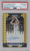 Grayson Allen from the 2018-19 Panini Prizm Mosaic set featuring a Gold parallel graded by PSA and given an overall grade of 9.