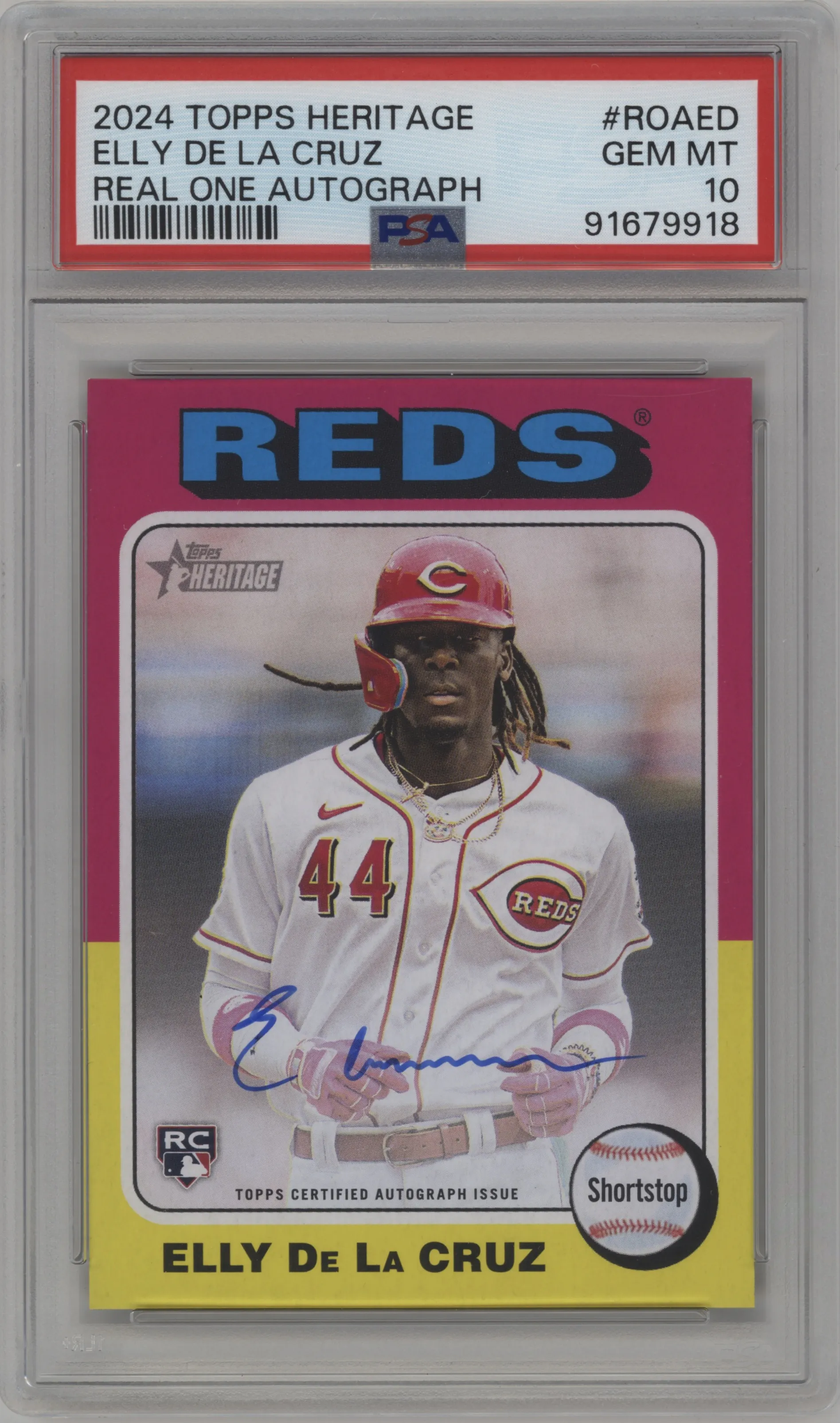 2024 Topps Heritage Real One Auto Elly De La Cruz #ROA-ED PSA 10