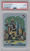 Jordan Love from the 2024 Donruss set graded by PSA and given an overall grade of 9.