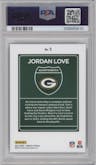 Jordan Love from the 2024 Donruss set graded by PSA and given an overall grade of 9.