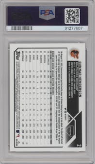 Gunnar Henderson from the 2023 Topps Chrome Logofractor Edition set graded by PSA and given an overall grade of 10.