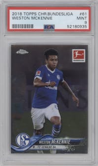 Weston McKennie from the 2018-19 Topps Chrome Bundesliga set graded by PSA and given an overall grade of 9.