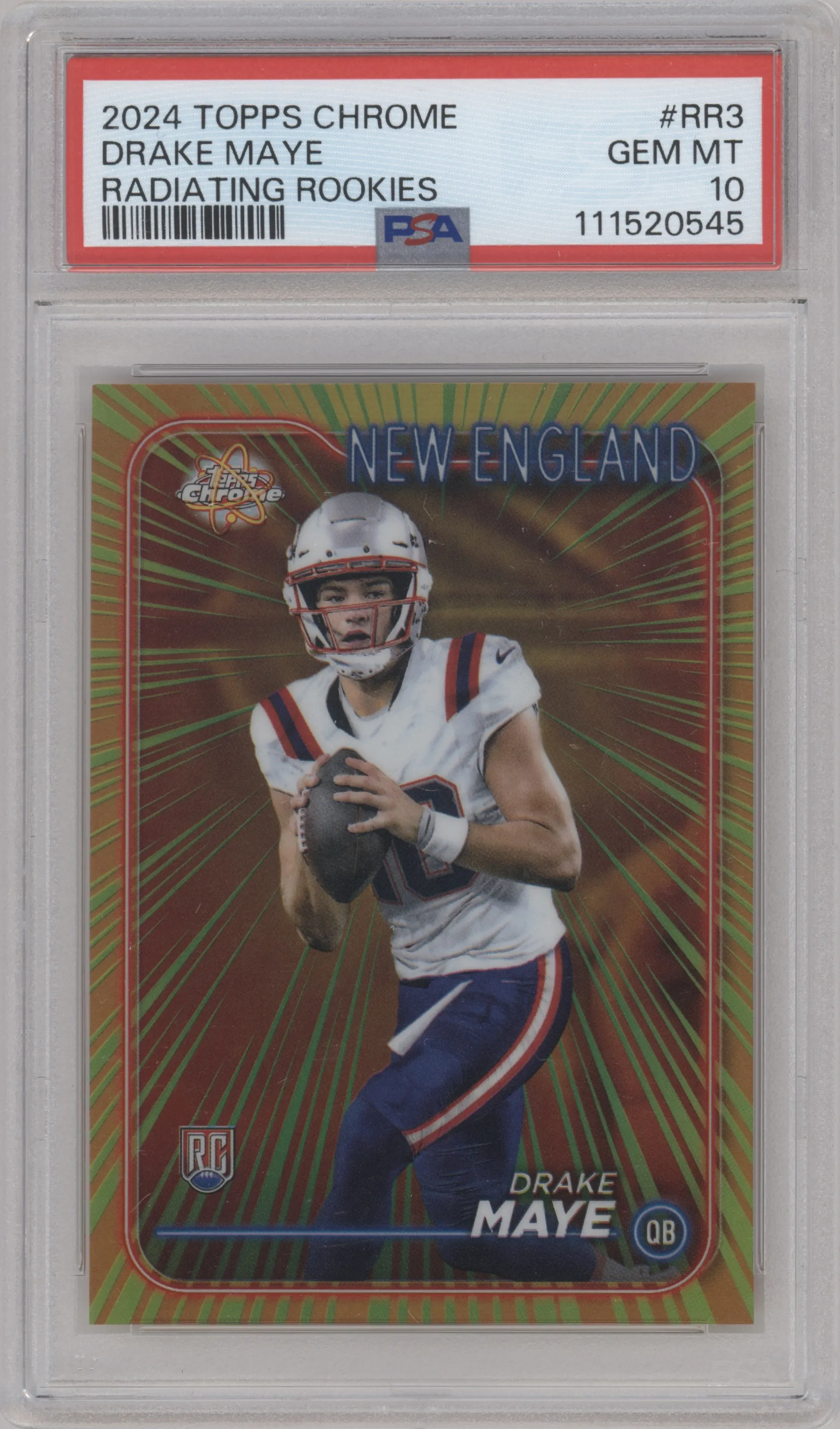 2024 Topps Chrome Radiating Rookies Drake Maye #RR-3 PSA 10