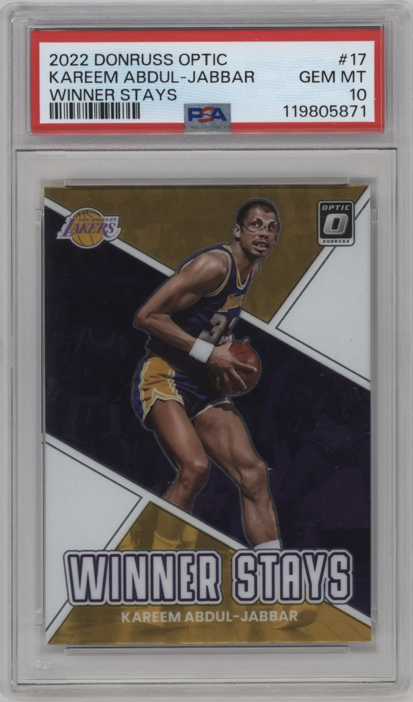 2022 Panini Donruss Optic Winner Stays Kareem Abdul-Jabbar PSA 10