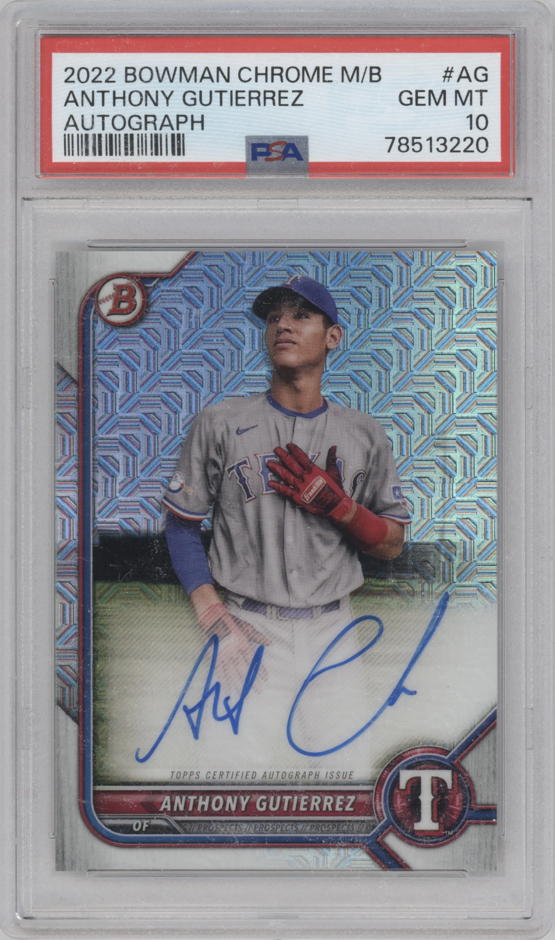 2022 Bowman Chrome Mega Box Auto Anthony Gutierrez PSA 10