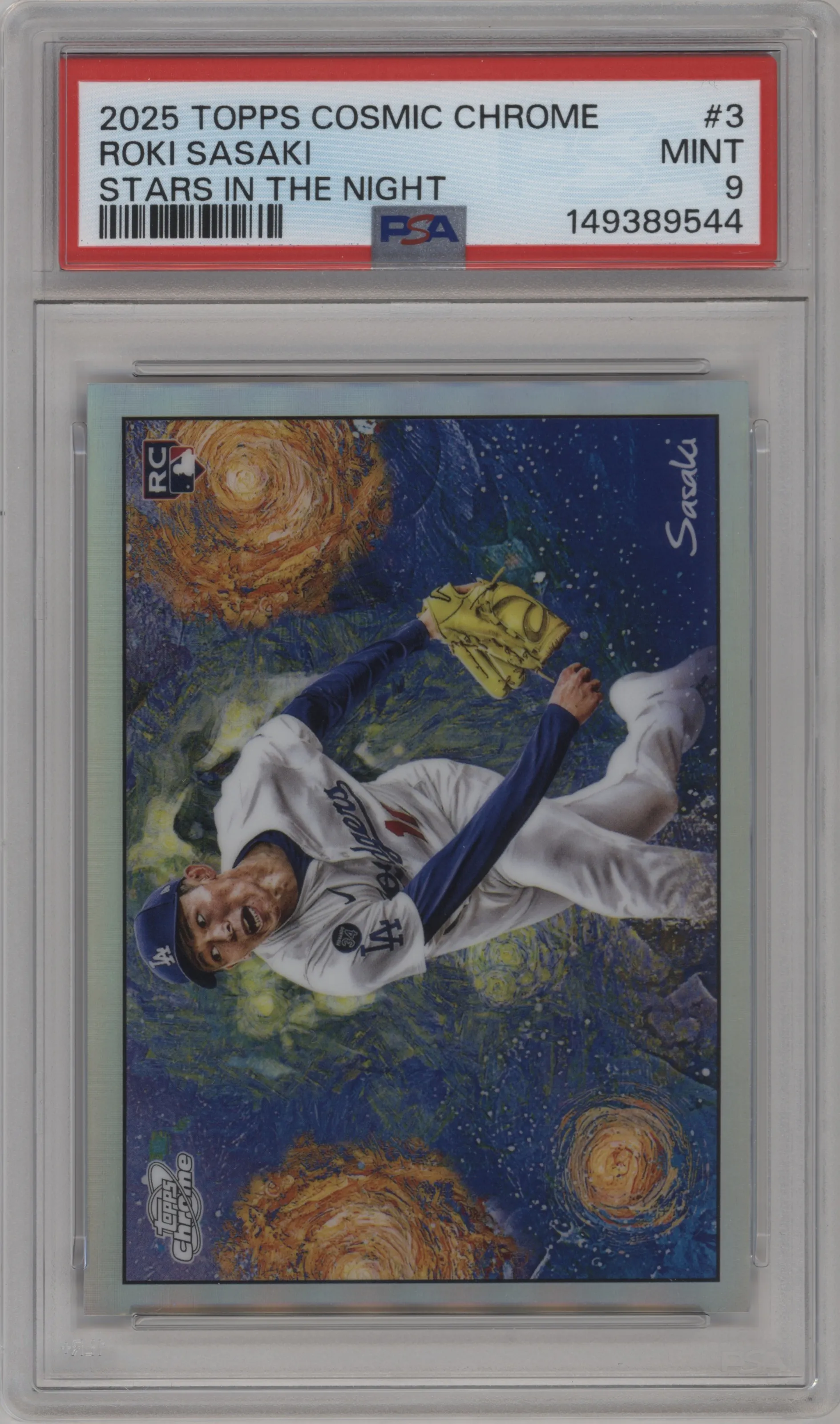 2025 Topps Chrome Cosmic Stars in the Night Roki Sasaki #STN-3 PSA 9