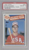 Mark McGwire from the 1985 Topps set graded by PSA and given an overall grade of 8.