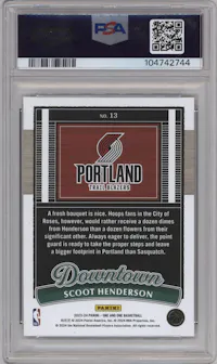 Scoot Henderson from the 2023-24 Panini One and One set graded by PSA and given an overall grade of 10.