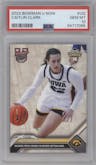 Caitlin Clark from the 2023-24 Bowman U Now set graded by PSA and given an overall grade of 10.