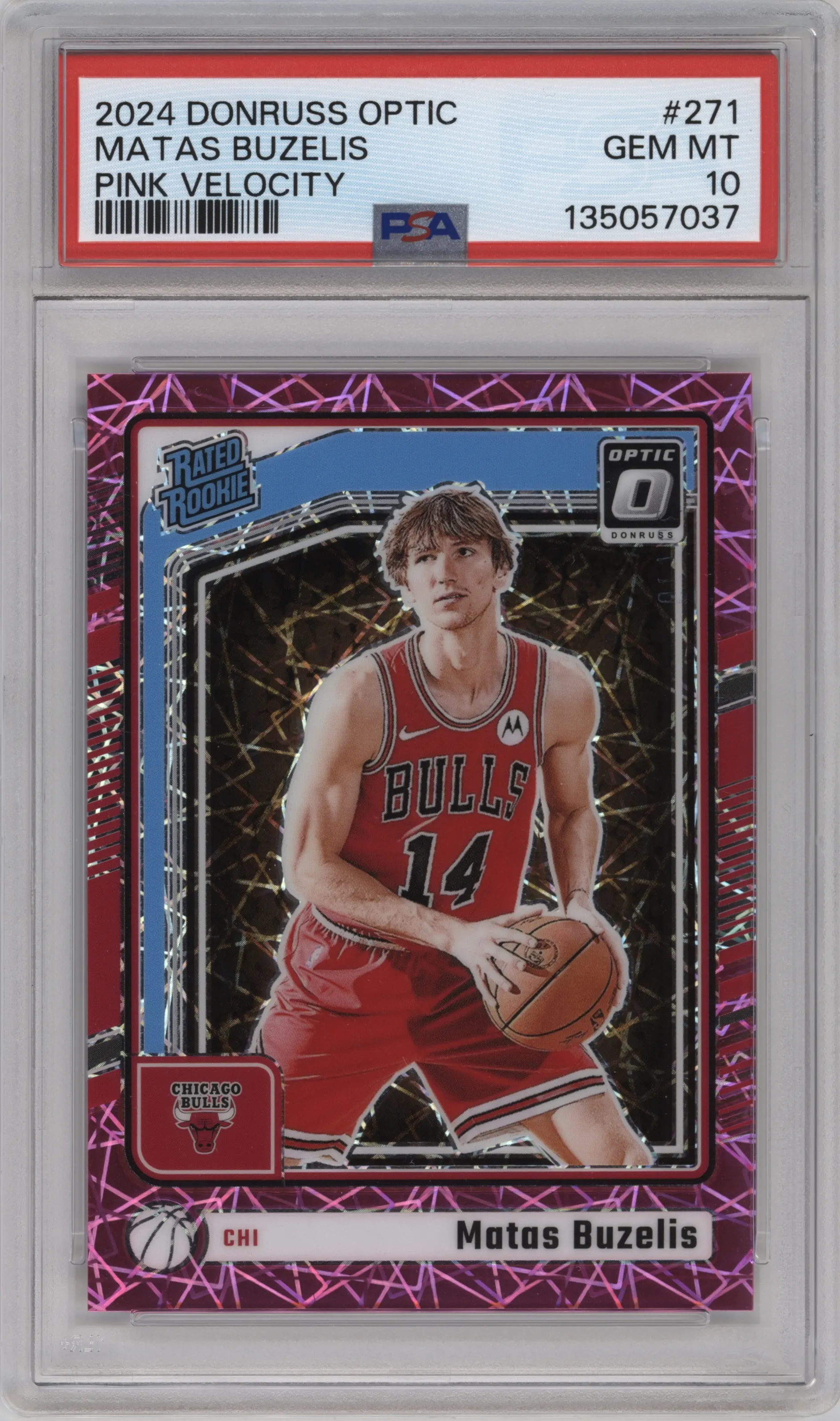 2024 Donruss Optic Rated Rookie Matas Buzelis Pink Velocity #271 PSA 10