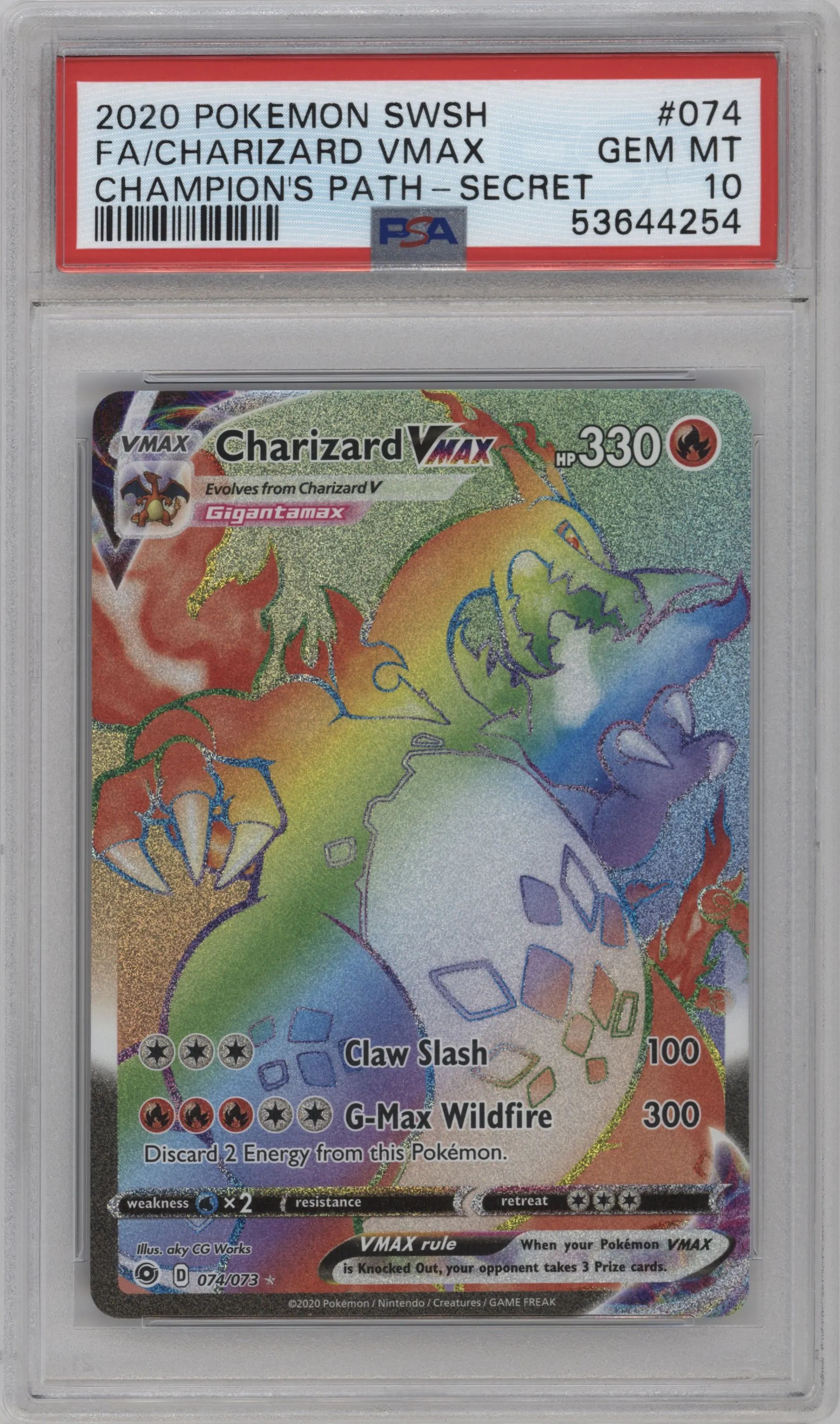 2020 Pokemon SWSH Champion's Path Charizard VMAX PSA 10