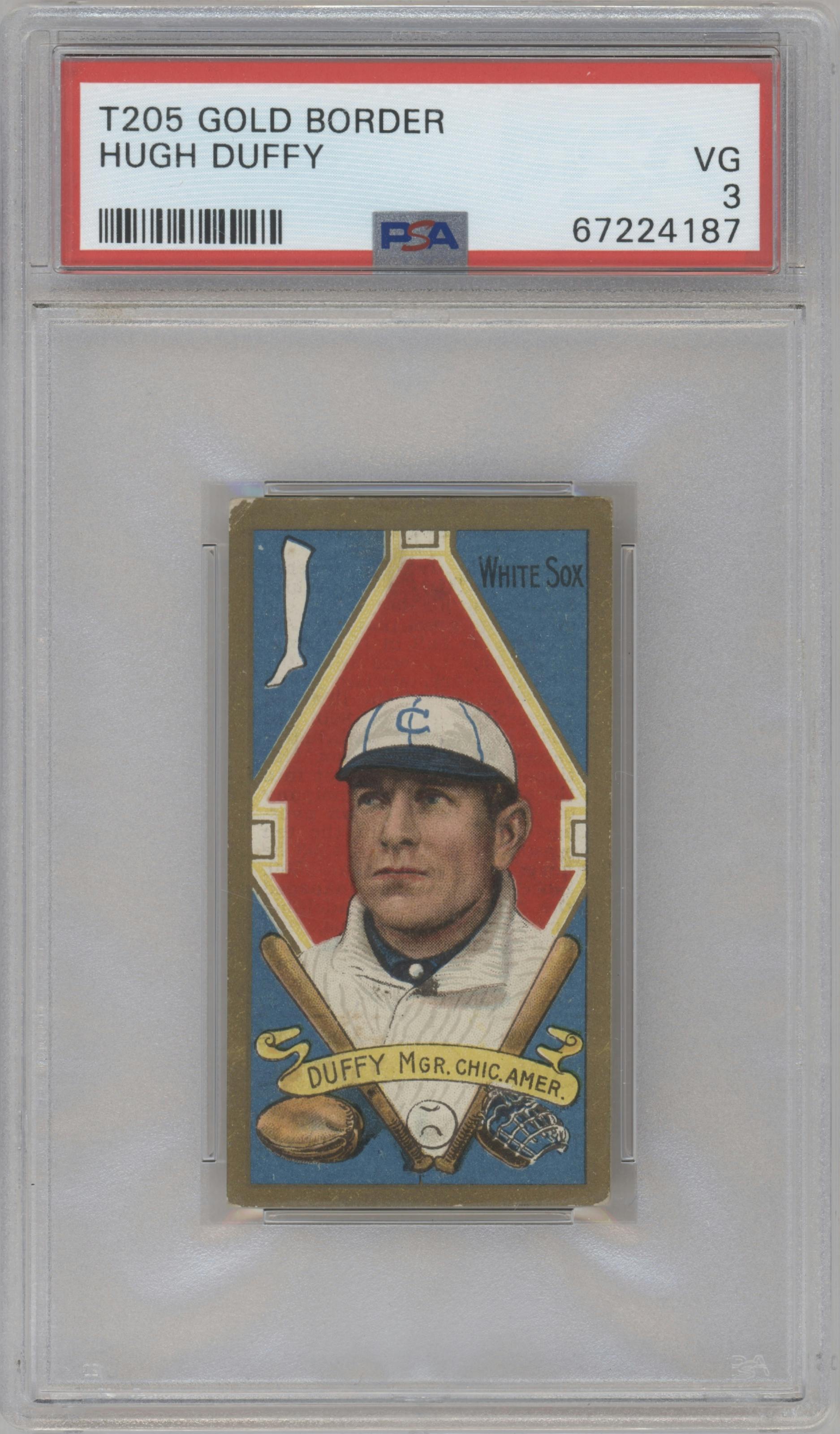 Hugh Duffy from the 1911 T205 Gold Border set graded by PSA and given an overall grade of 3.
