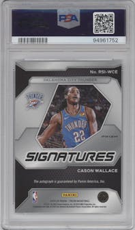 Cason Wallace from the 2023-24 Panini Prizm set featuring a Silver Prizm parallel graded by PSA and given an overall grade of 9.
