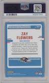 Zay Flowers from the 2023 Panini Donruss set featuring a Red & Green parallel graded by PSA and given an overall grade of 9.