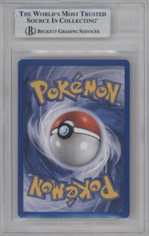 Charizard from the 2000 Pokemon set graded by Beckett and given an overall grade of 8.5.