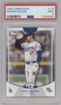 Shohei Ohtani from the 2024 Topps 50/50 set graded by PSA and given an overall grade of 9.