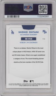 Shohei Ohtani from the 2024 Topps 50/50 set graded by PSA and given an overall grade of 9.