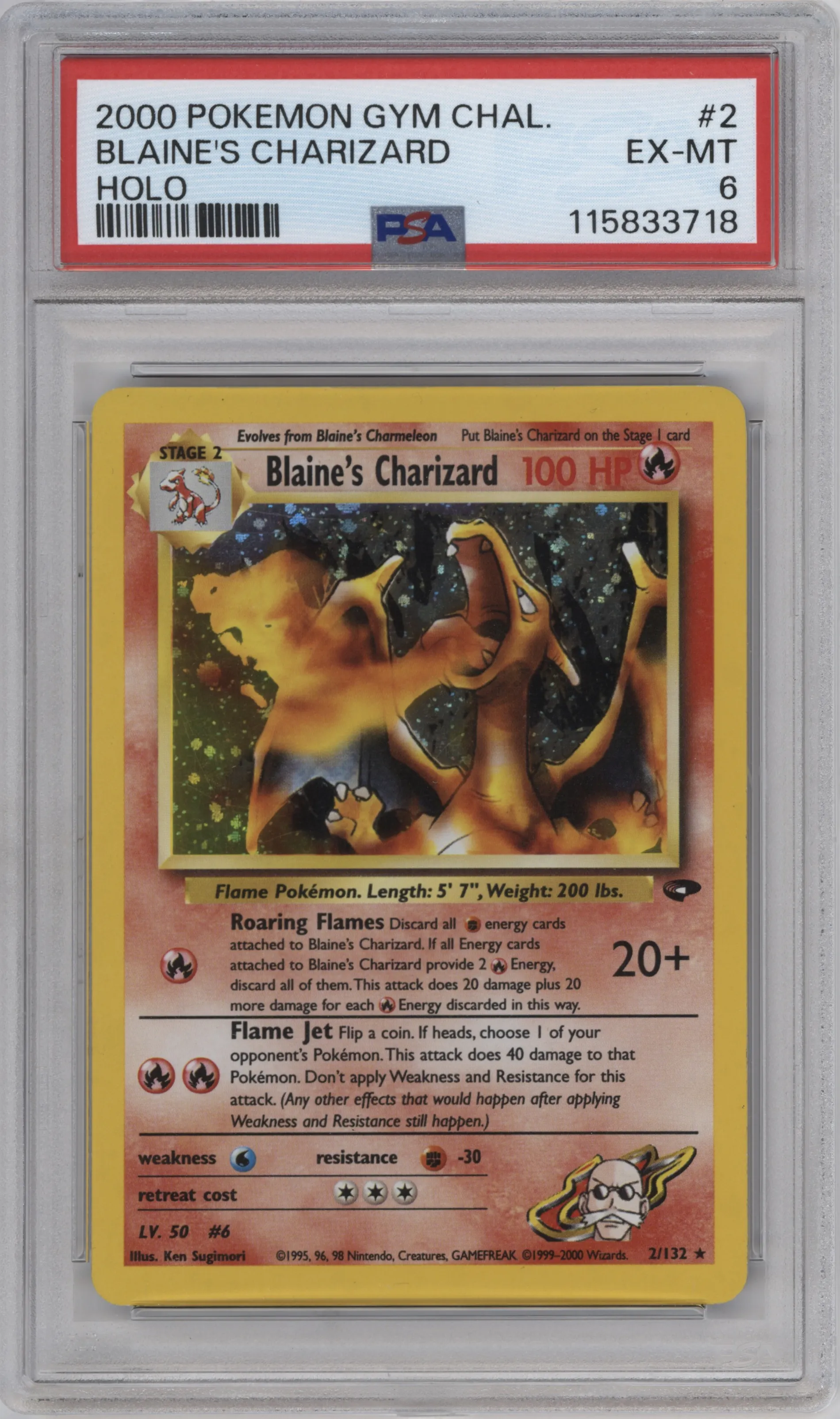 2000 Pokemon GH Gym Challenge Blaine's Charizard PSA 6