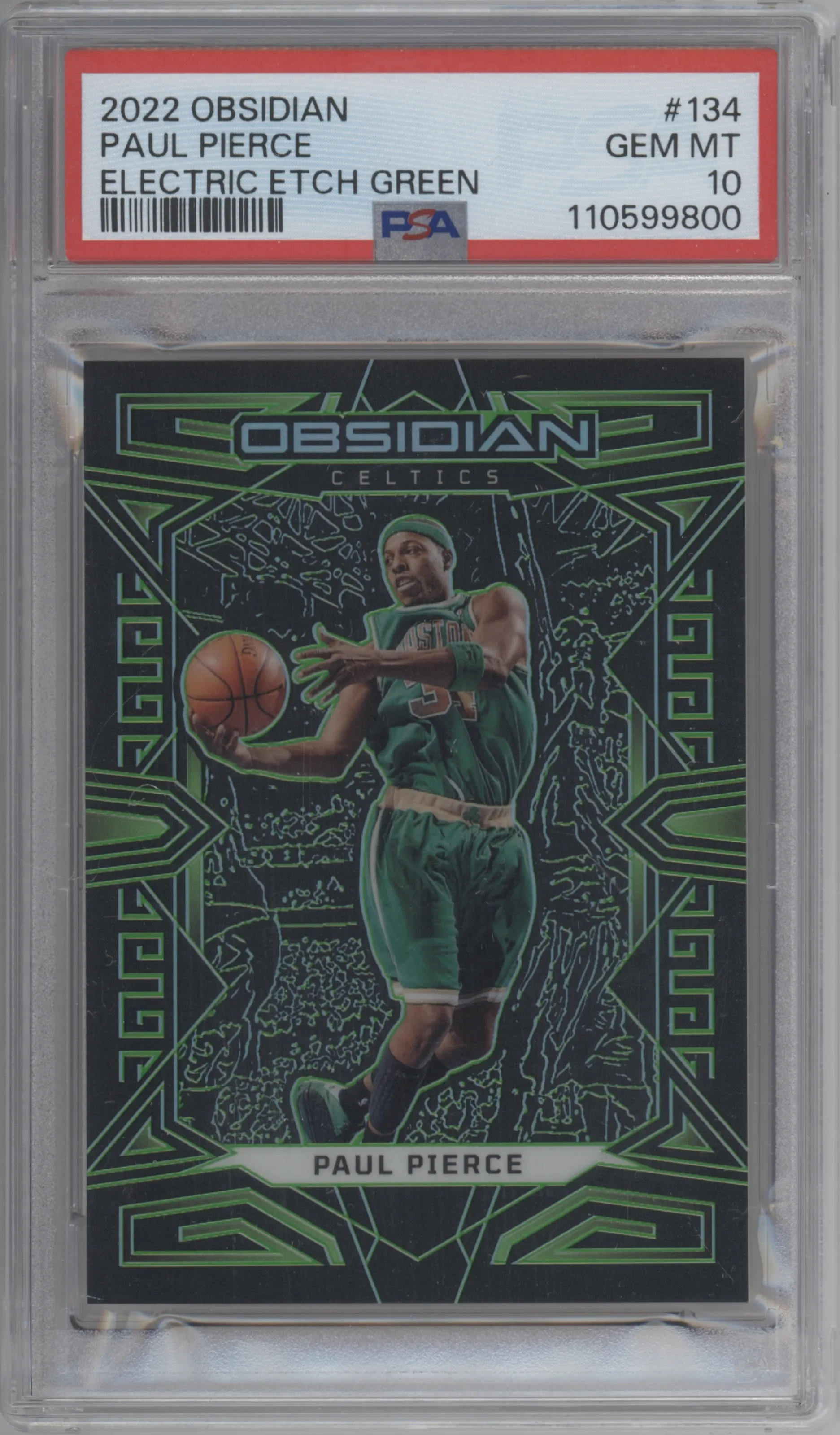 2022 Panini Obsidian Paul Pierce Electric Etch Green #134 PSA 10