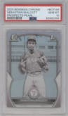Sebastian Walcott from the 2023 Bowman Chrome set featuring a Pearl Refractor parallel graded by PSA and given an overall grade of 10.