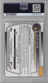 Jesus Made from the 2025 Bowman set graded by PSA and given an overall grade of 10.