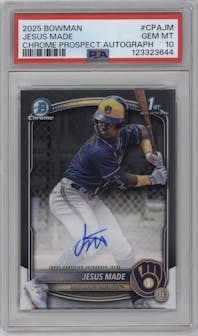 Jesus Made from the 2025 Bowman set graded by PSA and given an overall grade of 10.