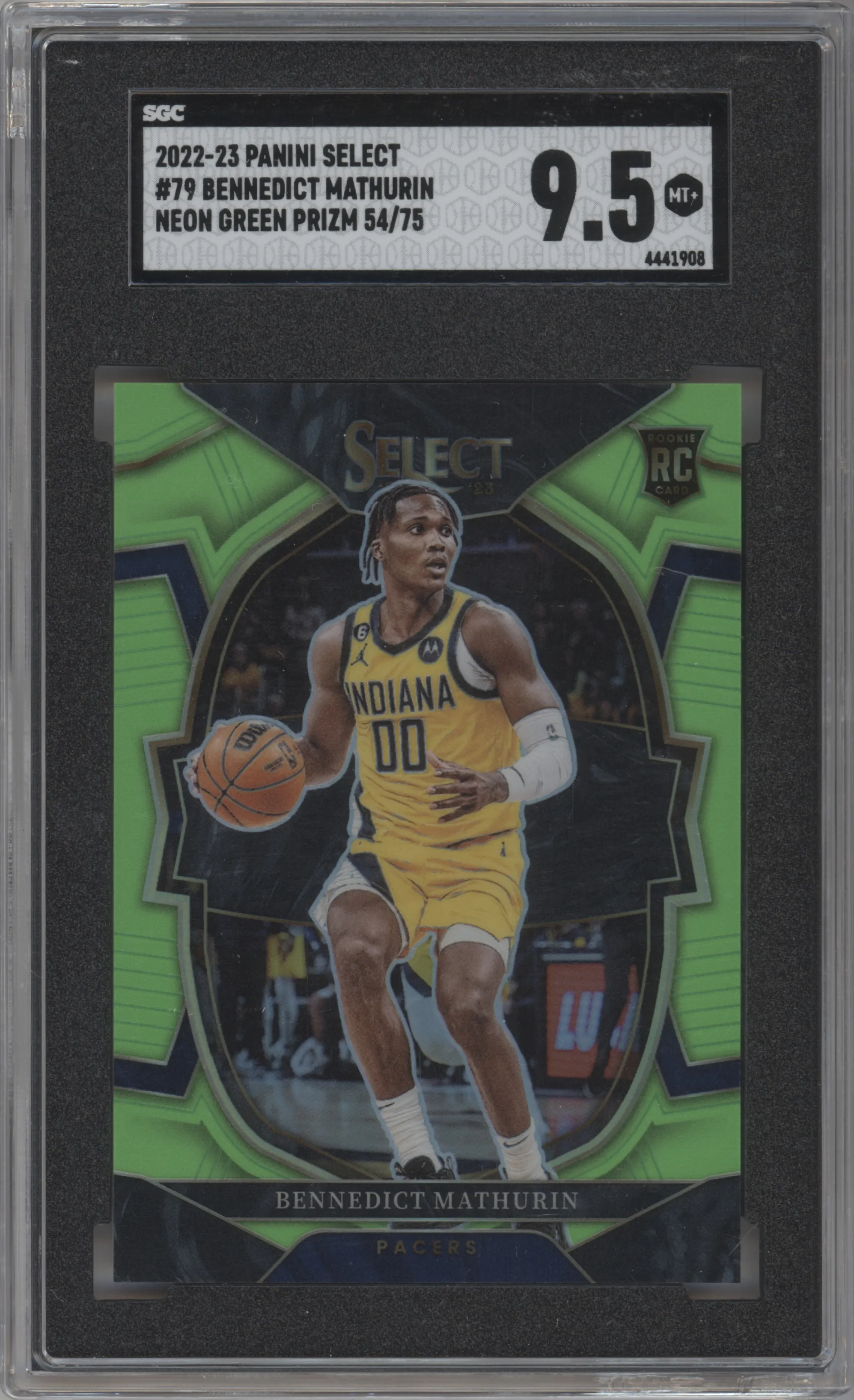2022 Panini Select Bennedict Mathurin Neon Green Prizm SGC 9.5