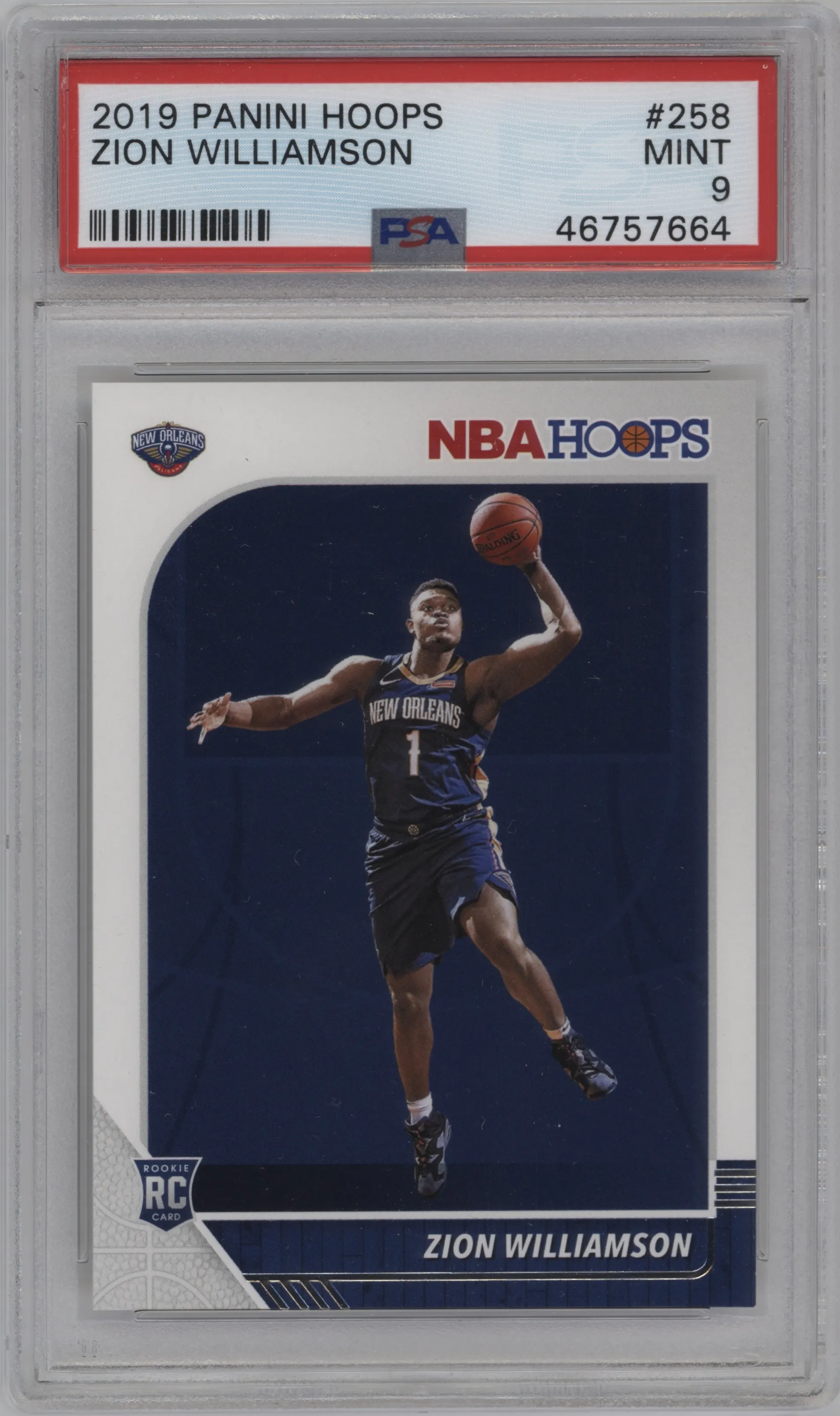 2019 Panini NBA Hoops Zion Williamson PSA 9