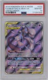Mewtwo/Mew GX from the 2019 Pokemon S&M  set graded by PSA and given an overall grade of 10.