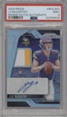 JJ McCarthy from the 2024 Panini Prizm set graded by PSA and given an overall grade of 9.