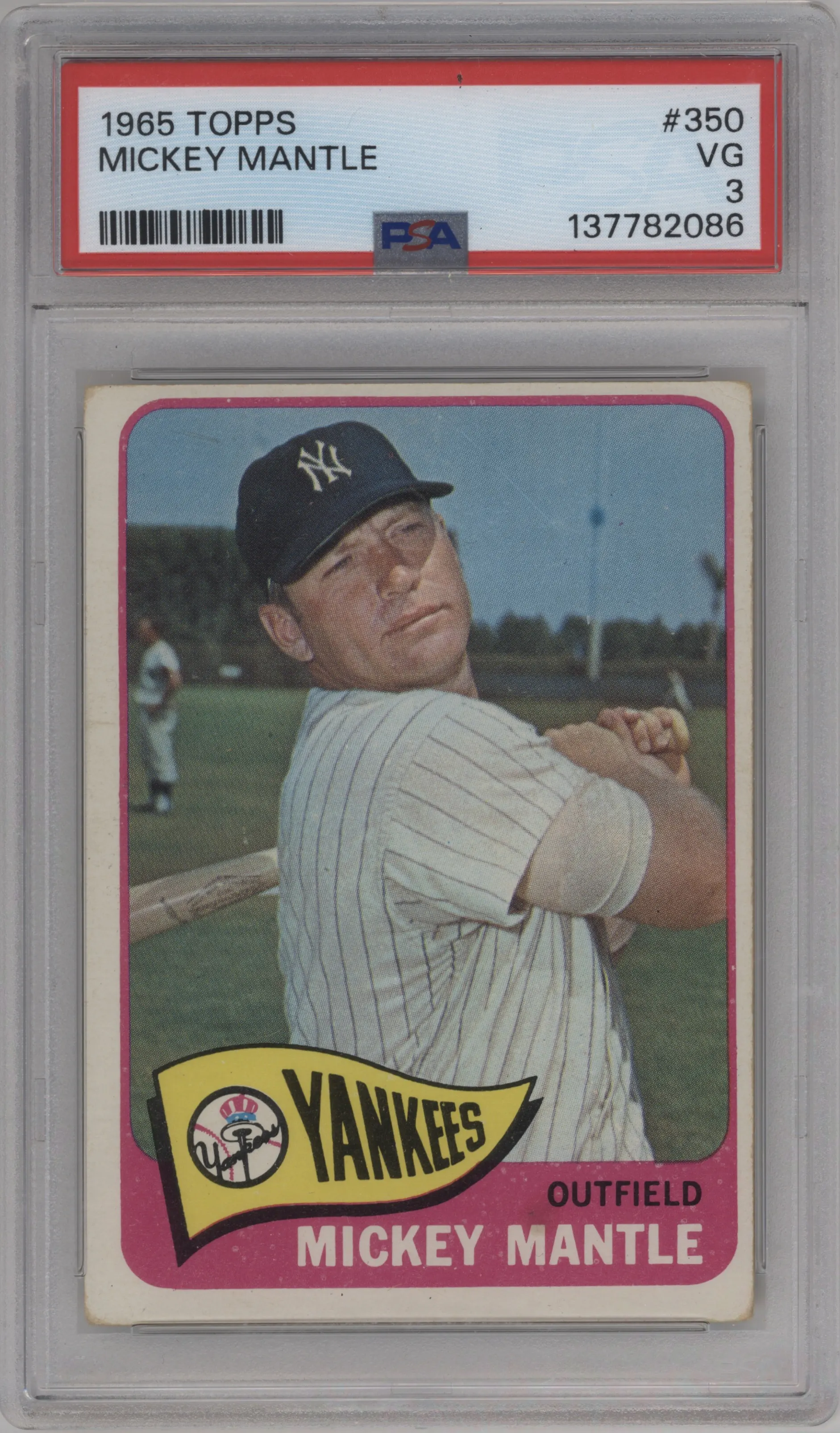 1965 Topps Mickey Mantle PSA VERY GOOD 3 #350 PSA 3