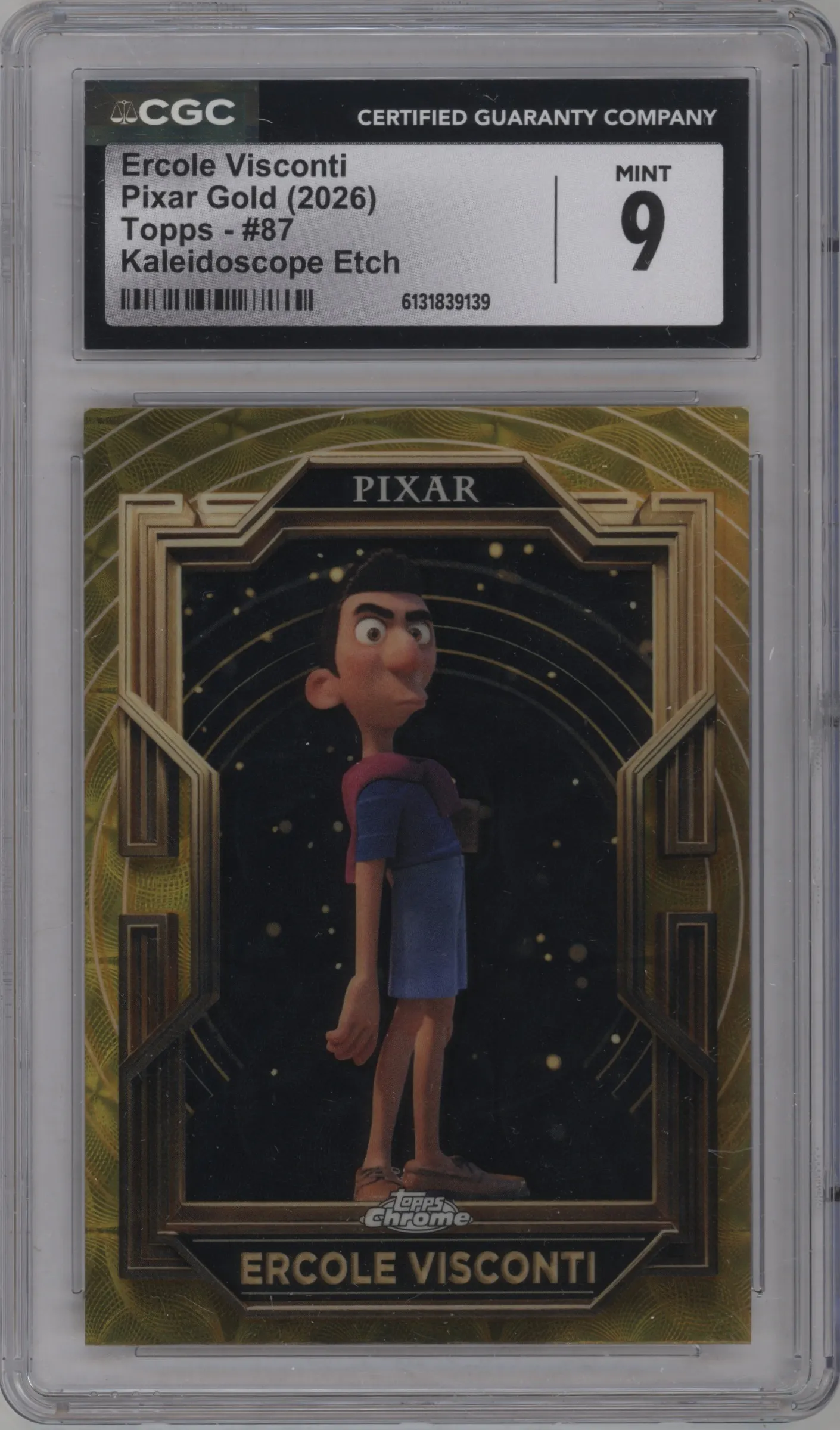 2025 Topps Pixar Gold Ercole Visconti Kaleidoscope Etch Refractor CGC 9