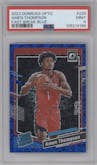 Amen Thompson from the 2023-24 Donruss Optic set featuring a Fast Break Blue parallel graded by PSA and given an overall grade of 9.