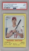 Shohei Ohtani from the 2018 Topps Heritage High Number set graded by PSA and given an overall grade of 9.