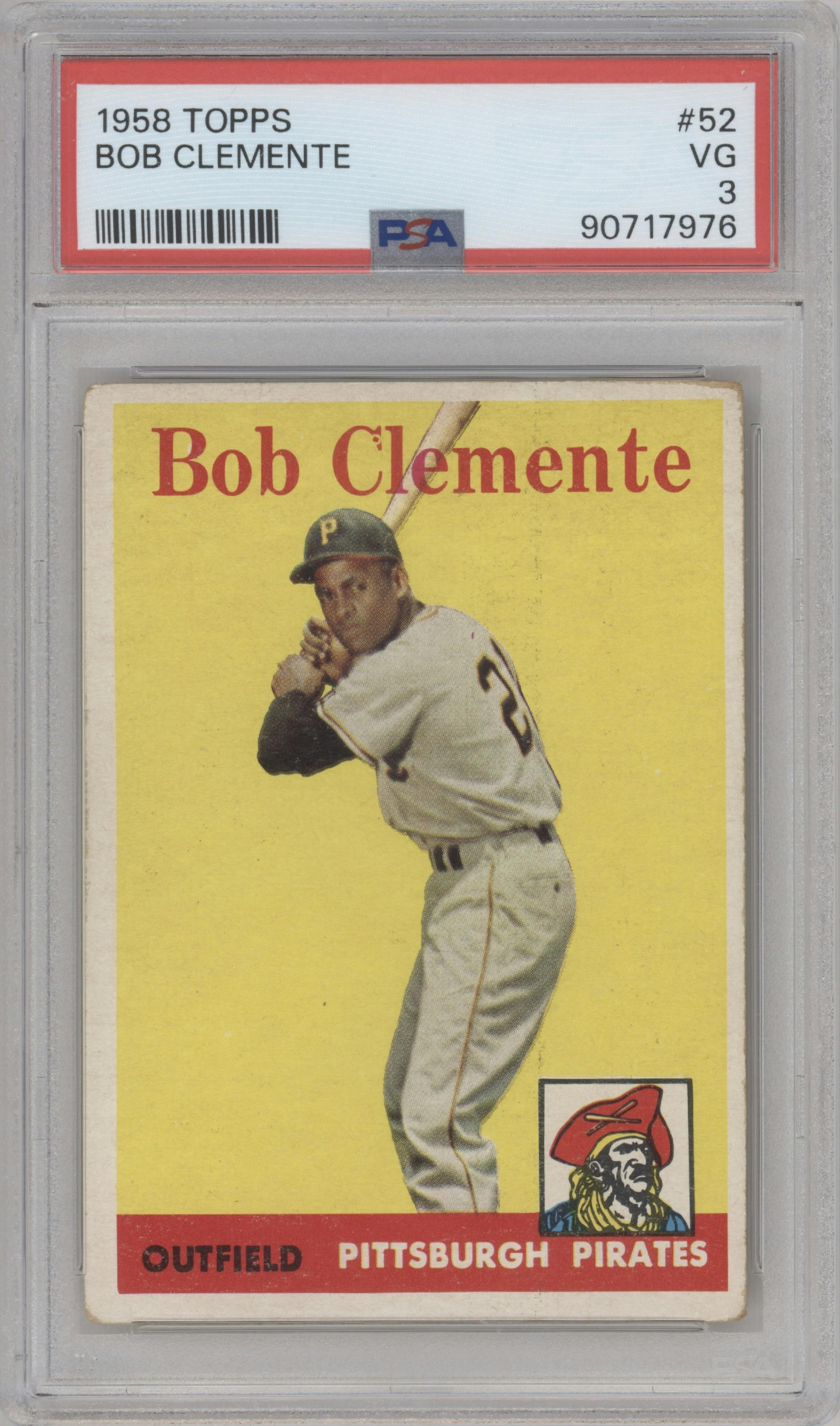 Bob Clemente from the 1958 Topps set graded by PSA and given an overall grade of 3.