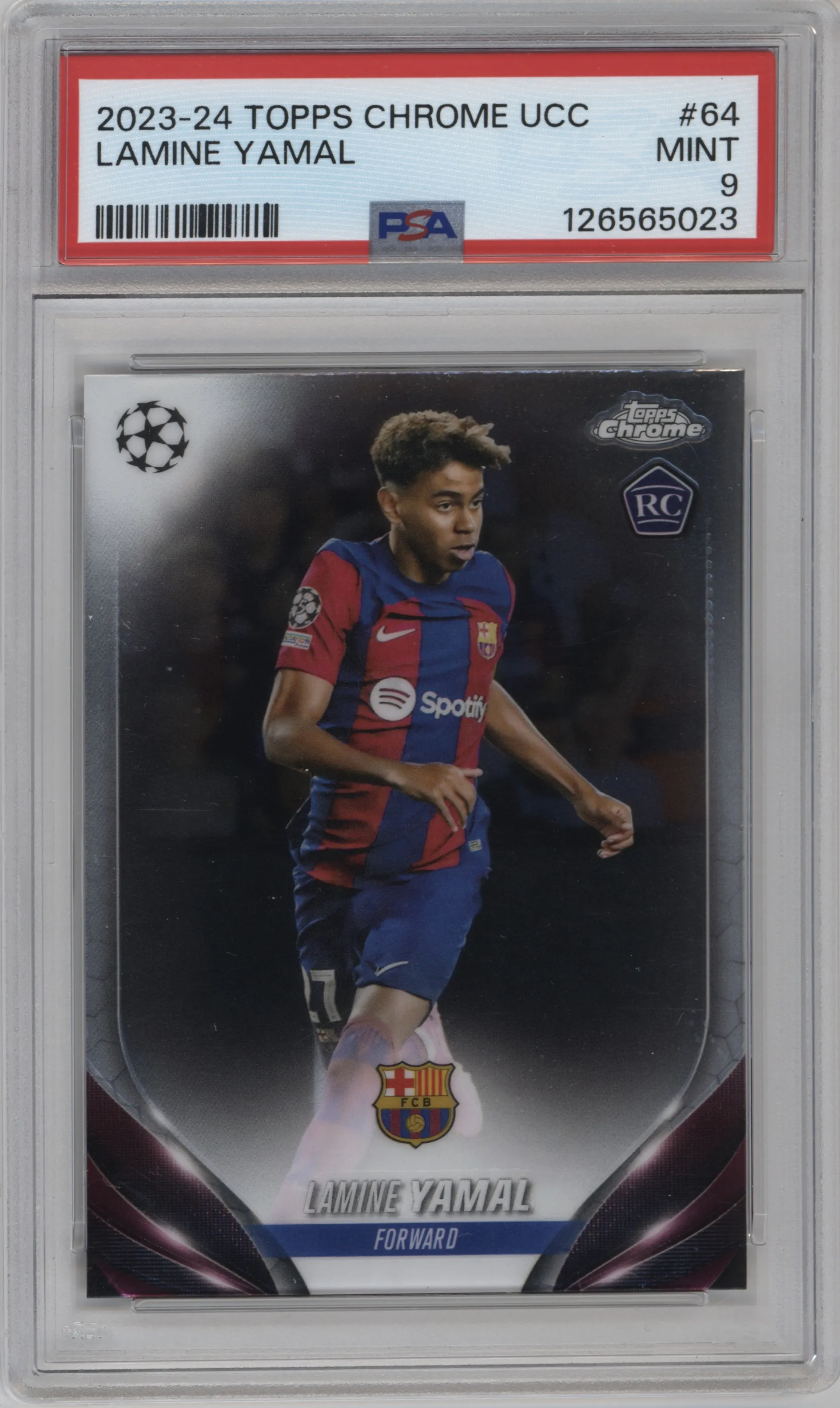 2023 Topps Chrome UEFA Club Competitions Lamine Yamal PSA 9