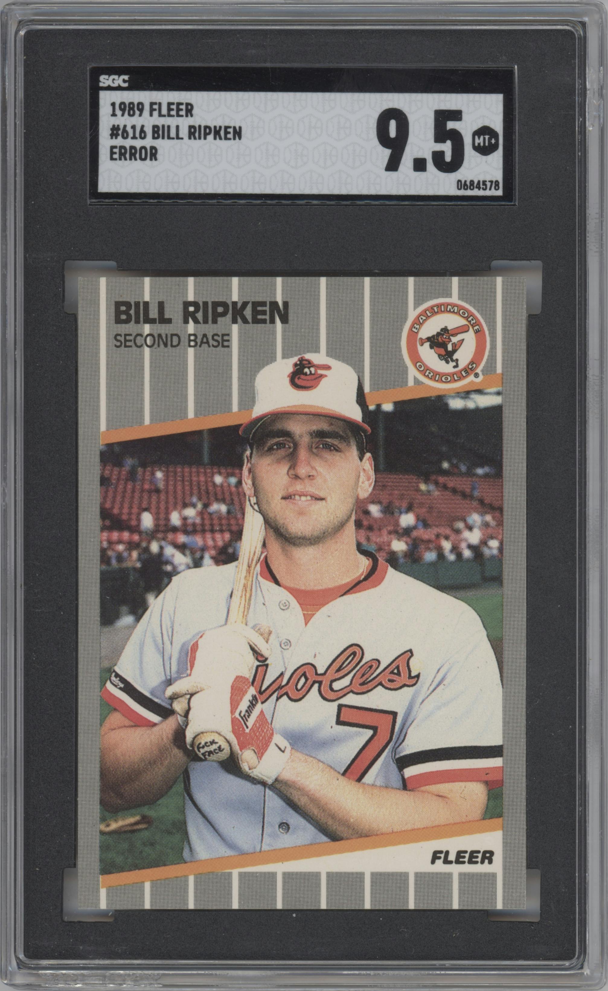 Bill Ripken from the 1989 Fleer set featuring a Variation parallel graded by SGC and given an overall grade of 9.5.