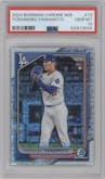 Yoshinobu Yamamoto from the 2024 Bowman Chrome Mega Box set graded by PSA and given an overall grade of 10.