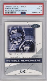Philip Rivers from the 2004 Fleer Hot Prospects set graded by PSA and given an overall grade of 9.