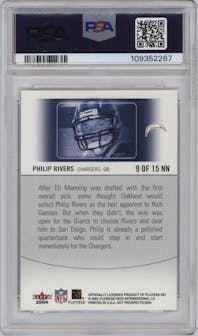 Philip Rivers from the 2004 Fleer Hot Prospects set graded by PSA and given an overall grade of 9.
