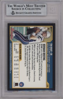 Tom Brady from the 2000 Bowman set graded by Beckett and given an overall grade of 9.
