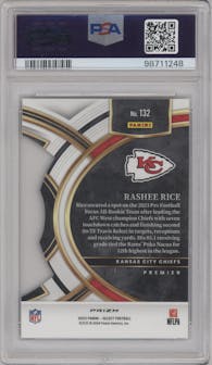 Rashee Rice from the 2023 Panini Select set featuring a Die-Cut Red/Blue parallel graded by PSA and given an overall grade of 9.