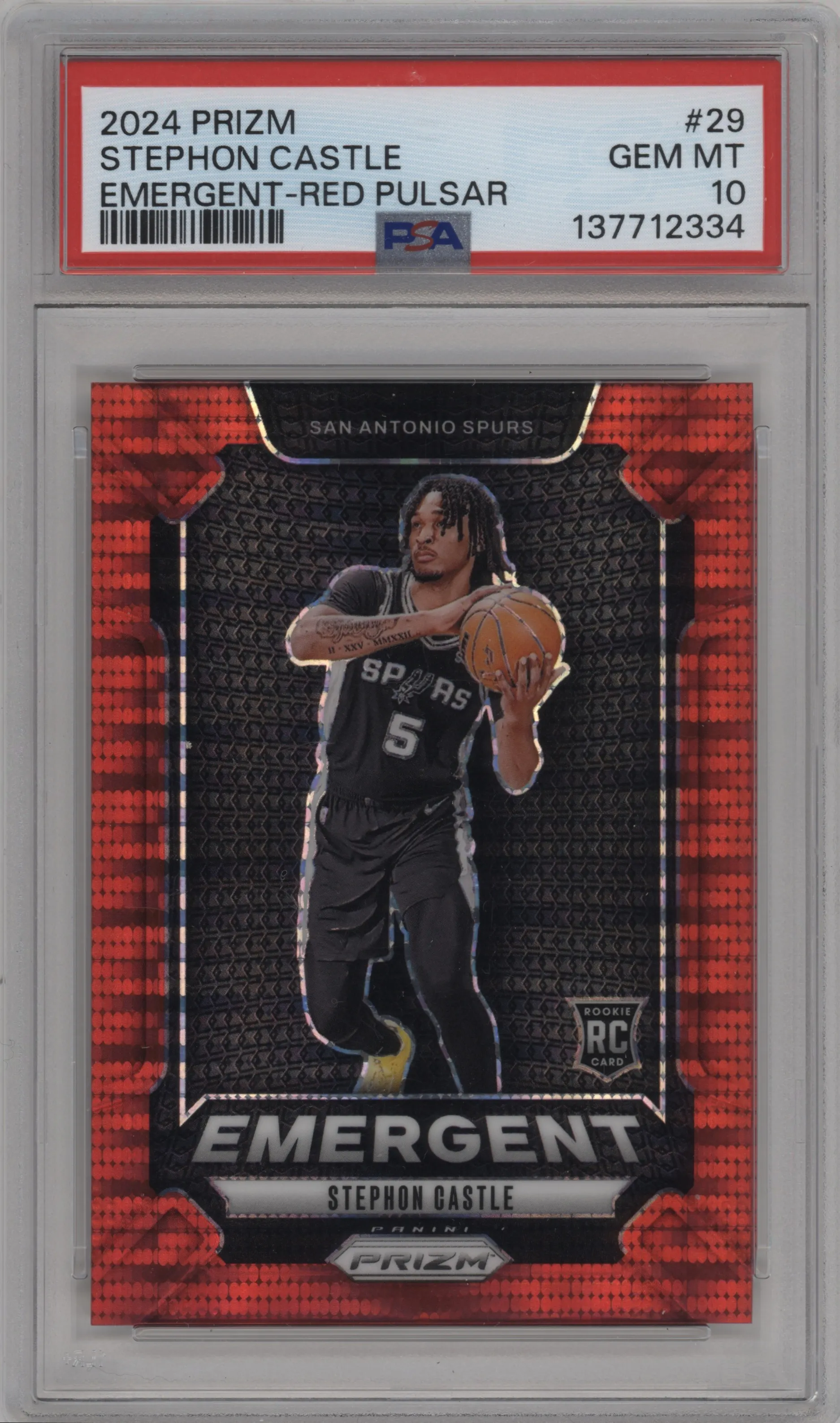 2024 Panini Prizm Emergent Stephon Castle Red Pulsar #29 PSA 10