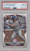 Wyatt Langford from the 2023 Bowman Draft set graded by PSA and given an overall grade of 10.
