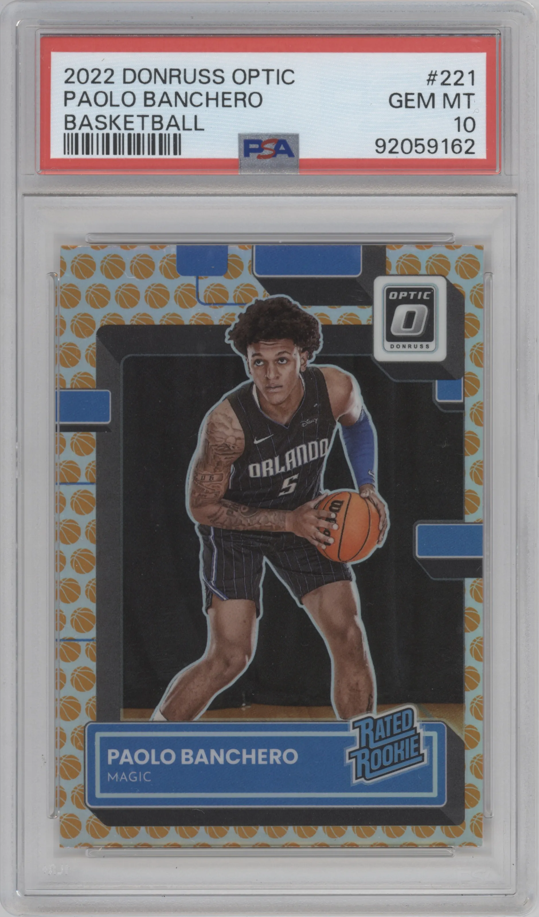2022 Panini Donruss Optic Rated Rookie Paolo Banchero Basketball PSA 10