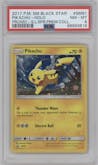 Pikachu from the 2017 Pokemon S&M set featuring a Shining Legends Super Premium Collection parallel graded by PSA and given an overall grade of 8.