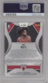 Coby White from the 2019-20 Panini Prizm set featuring a Green Prizm parallel graded by PSA and given an overall grade of 10.