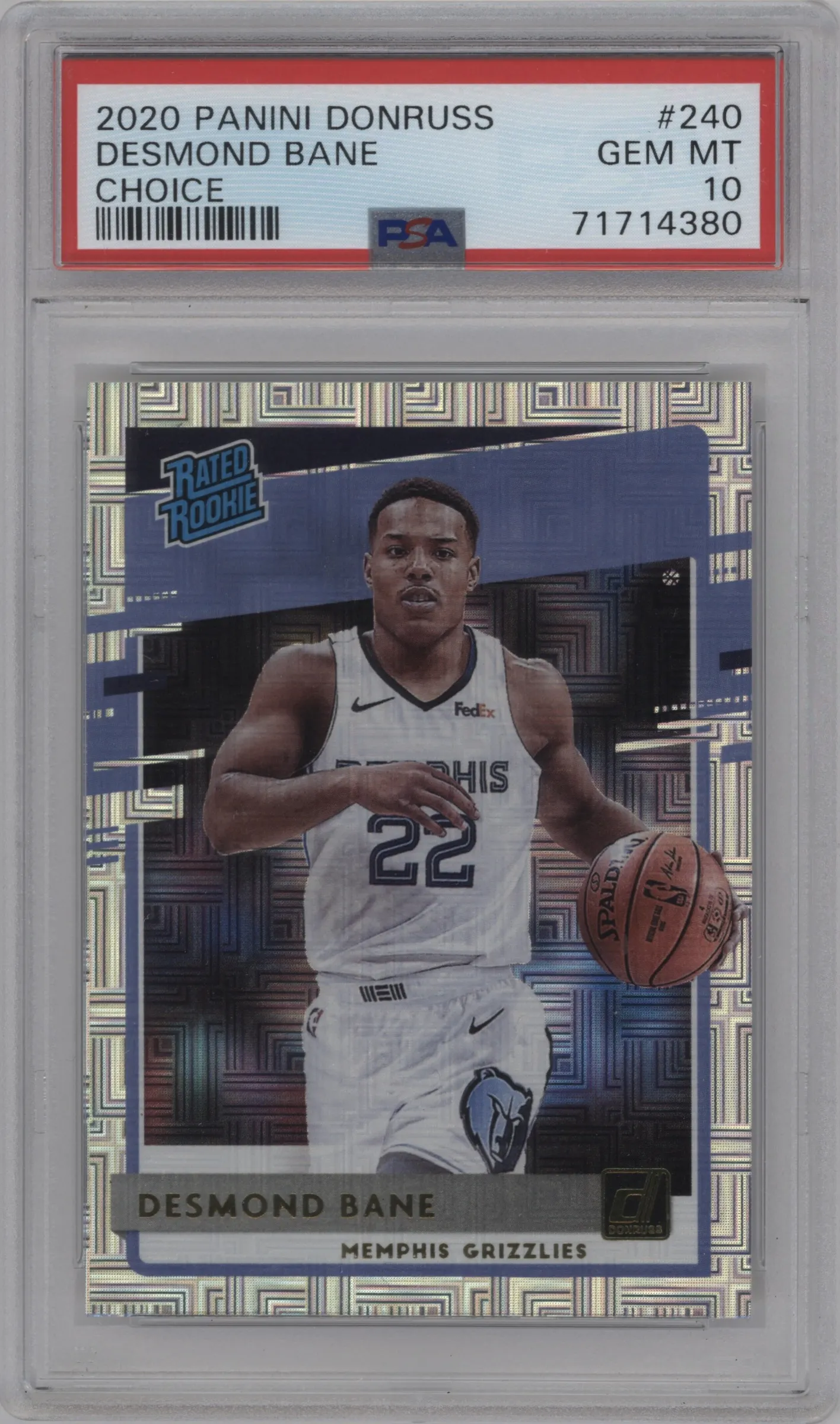 2020 Panini Donruss Rated Rookie Desmond Bane Choice PSA 10
