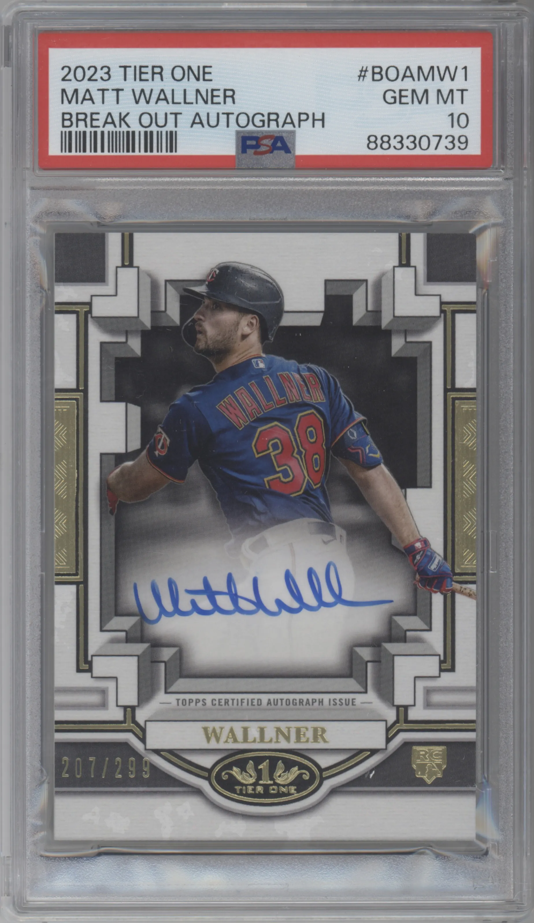 2023 Topps Tier One Break Out Auto Matt Wallner PSA 10